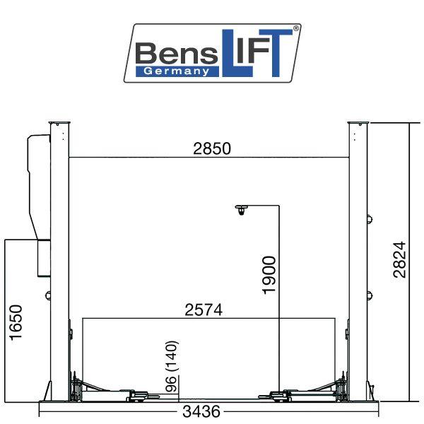 Benslift 2-Säulen Hebebühne 3,6t BL 2.36